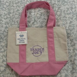 Pink and Cream Canvas Tote Bag